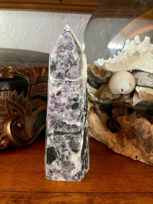 Large Purple Fluorite Quartz Tower, Crystal Magic