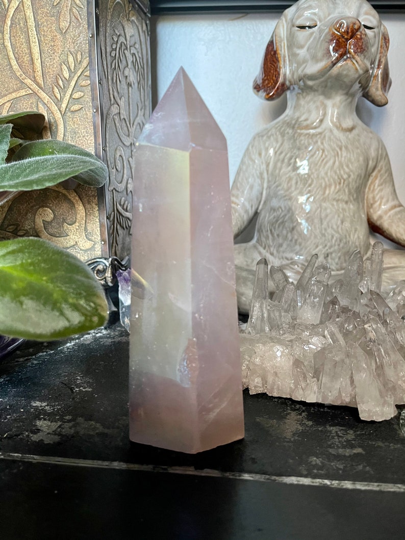 Love Energy Rose Aura Quartz Tower, Crystal Magic
