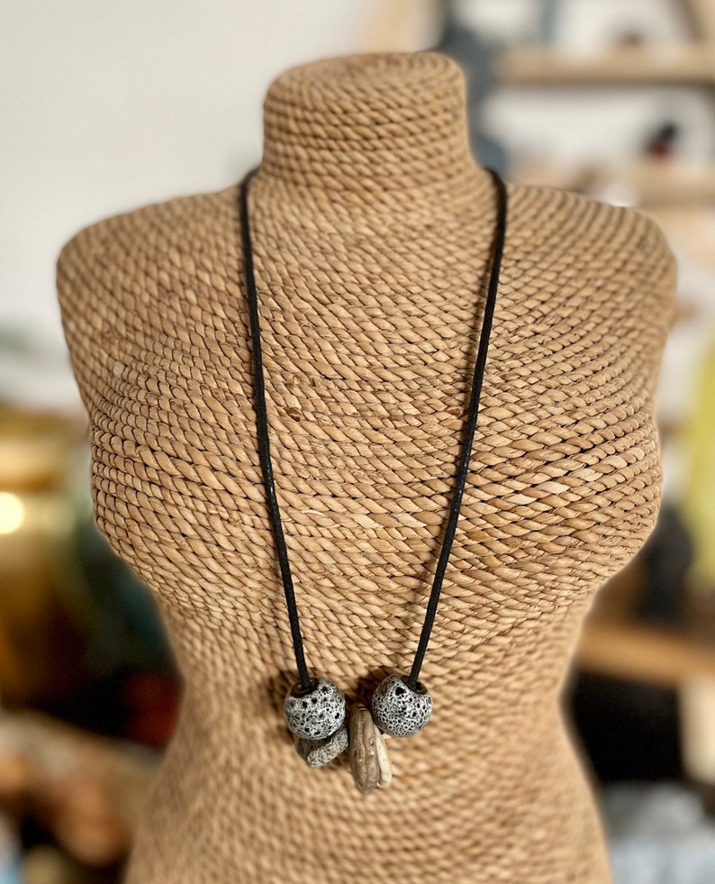 Local Beach Stone, Shell and Beaded Necklace, Bodhi Jewelry