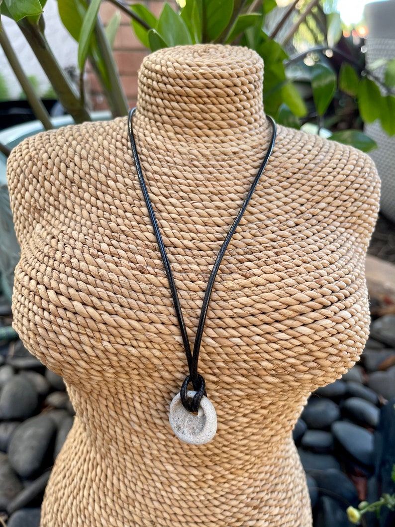 Sweet Button Shaped Beach Stone Necklace, Bodhi Jewelry