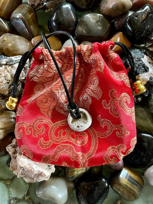 Sweet Button Shaped Beach Stone Necklace, Bodhi Jewelry