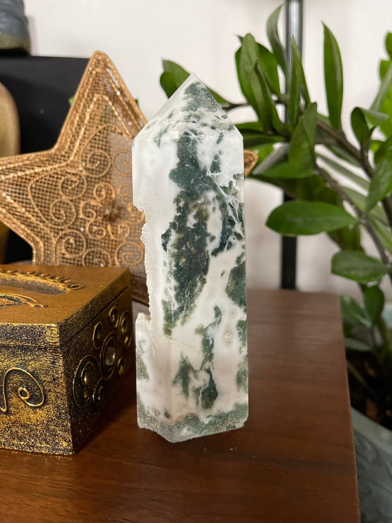 Druzy Moss Agate Tower, Crystal Magic