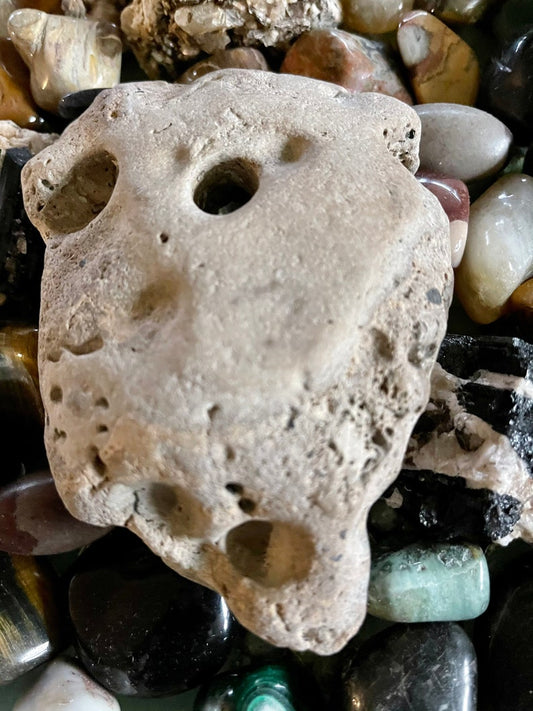 Mega Hagstone, Extra Large Natural Beach Stone with Hole, Crystal Magic