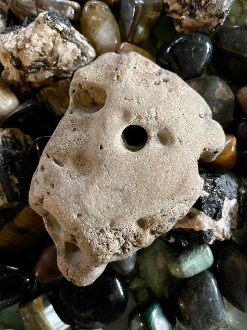 Mega Hagstone, Extra Large Natural Beach Stone with Hole, Crystal Magic