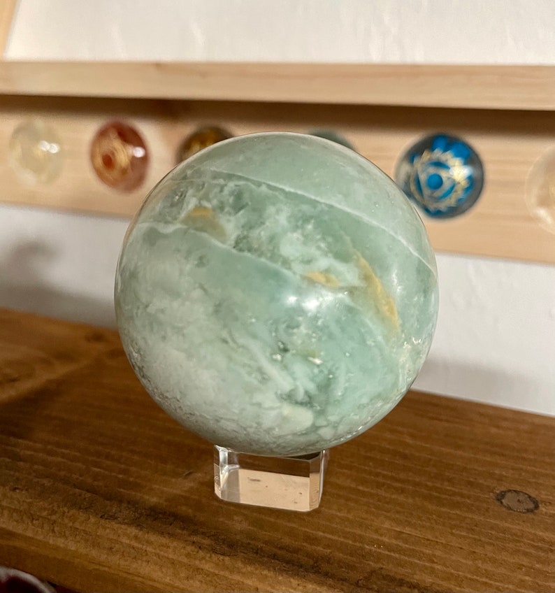 Soothing Polished Amazonite Sphere, Crystal Magic