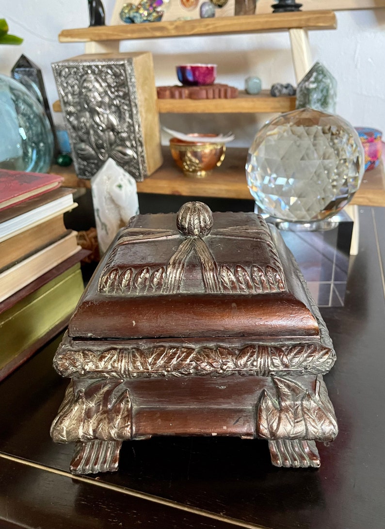 Magical Vintage Ornate Box with Claw Feet, Old World Vintage