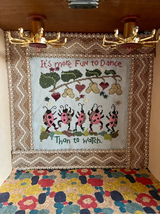 One of a Kind Vintage Cross Stitch Tall Jewelry Cabinet, Lovecycled Vintage