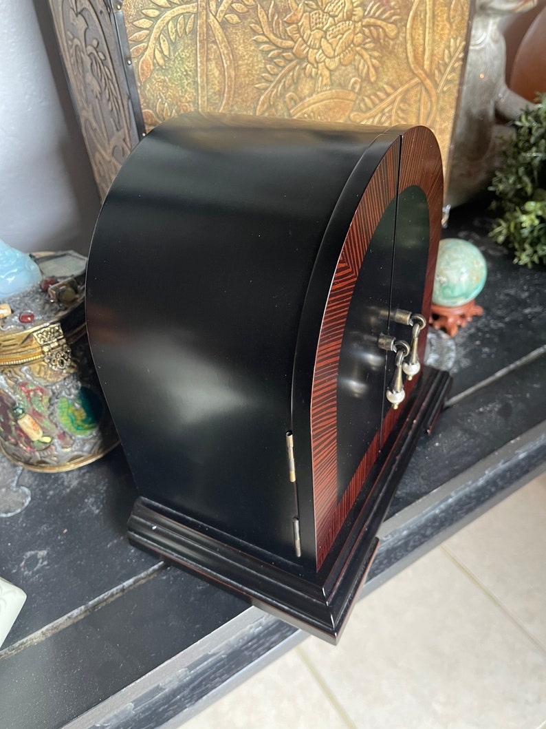 Striking Paris Chic Wood Jewelry Chest With Pearl Drop Hardware, Old World Vintage