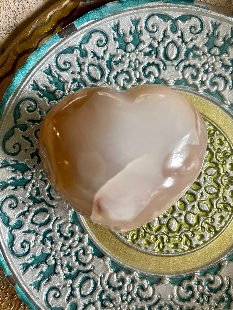 Large Puffy Agate Heart, Cherry Blossom Agate, Crystal Magic