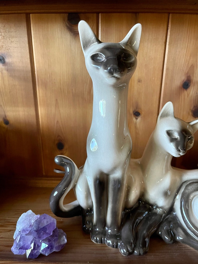 Vintage Siamese Cat Lamp, Old World Vintage