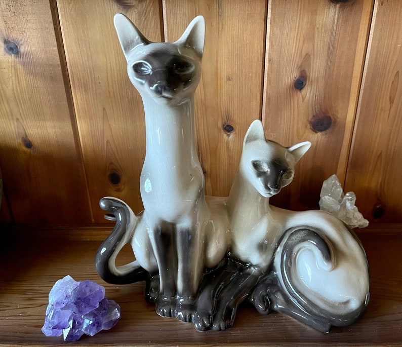 Vintage Siamese Cat Lamp, Old World Vintage