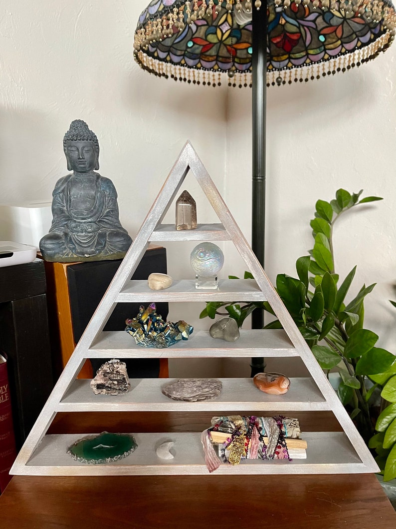 New Year Meditation Set, Crystal Display, Triangle Shelf