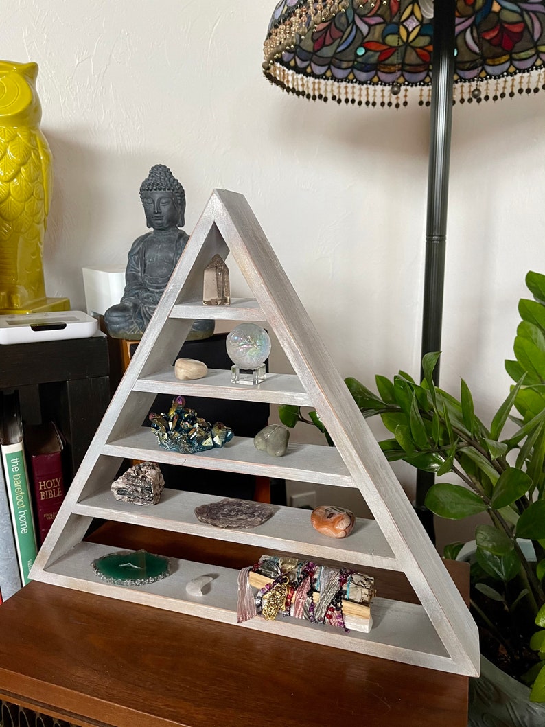 New Year Meditation Set, Crystal Display, Triangle Shelf