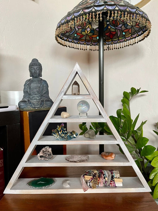 New Year Meditation Set, Crystal Display, Triangle Shelf