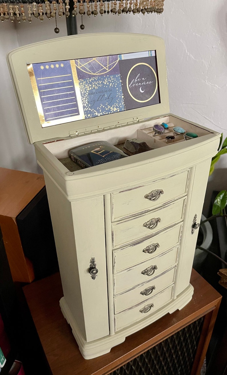 Lovecycled Vintage Jewelry Chest, Large Jewelry Cabinet