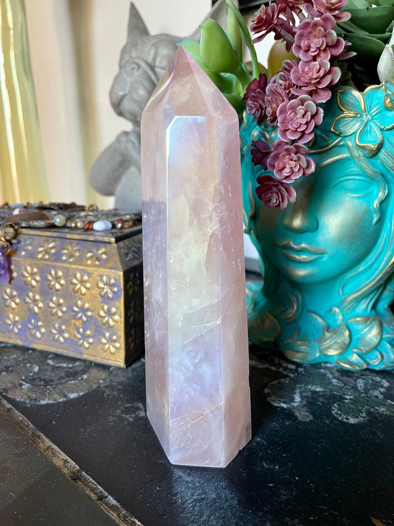 Gorgeous Large Aura Rose Quartz Generator, Crystal Magic