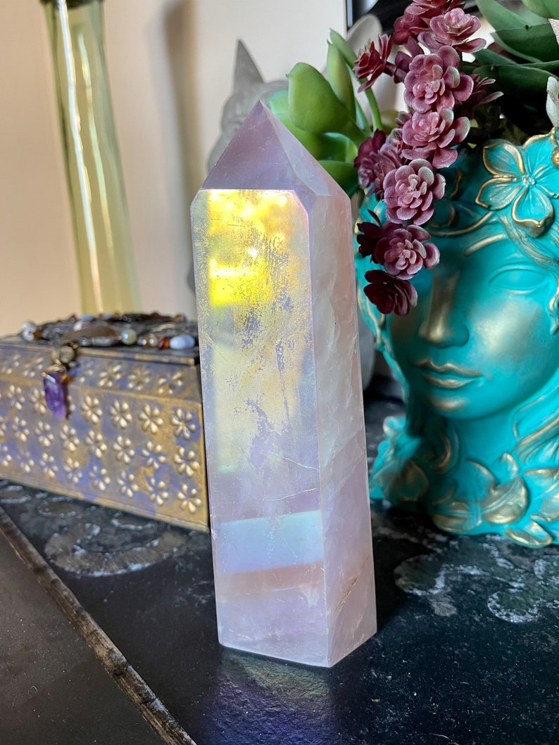 Gorgeous Large Aura Rose Quartz Generator, Crystal Magic