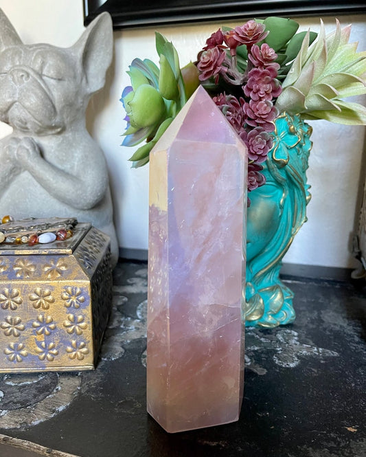 Gorgeous Large Aura Rose Quartz Generator, Crystal Magic