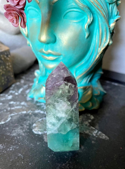 Sweet Little Rainbow Fluorite Tower, Crystal Magic