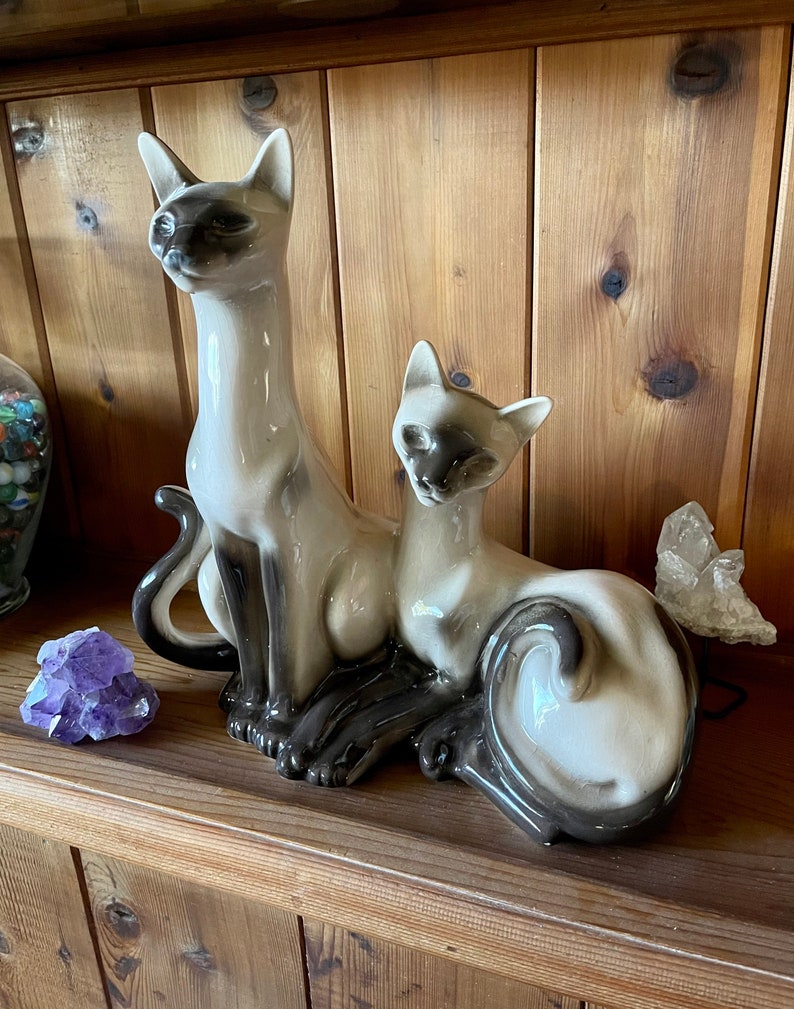 Vintage Siamese Cat Lamp, Old World Vintage