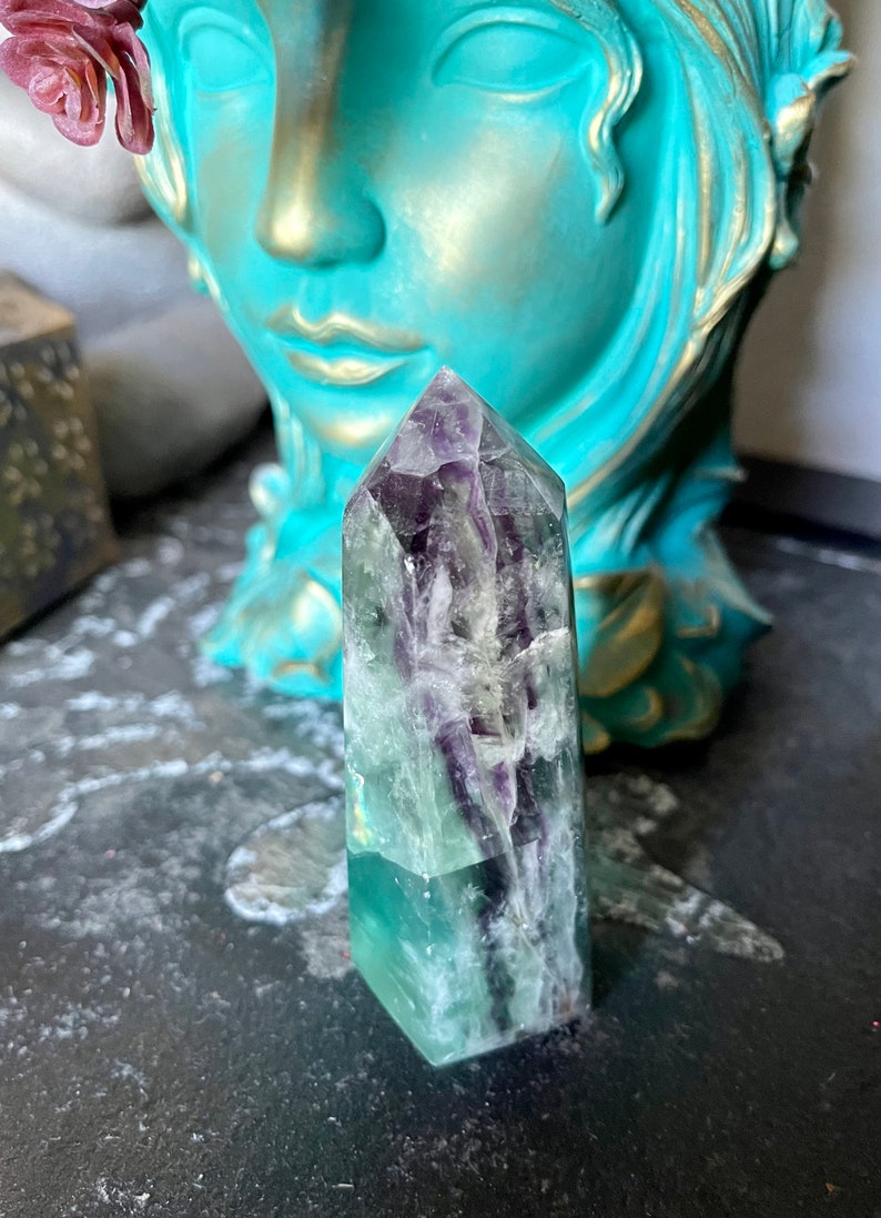 Sweet Little Rainbow Fluorite Tower, Crystal Magic
