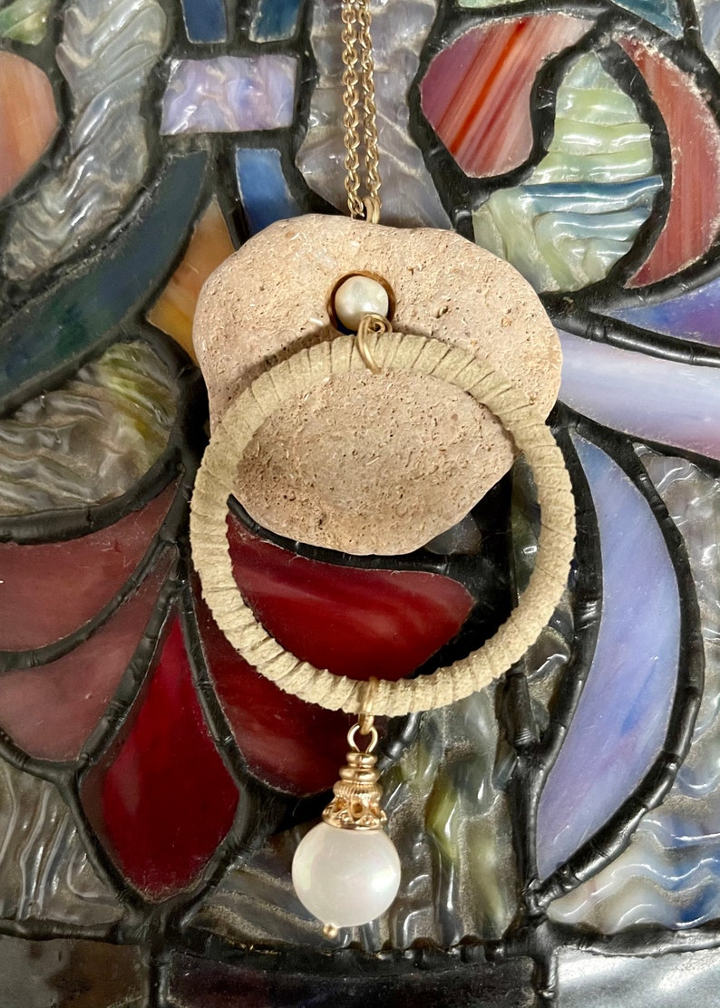 Vintage Pendant, Beach Stone Pendant, Bodhi Jewelry