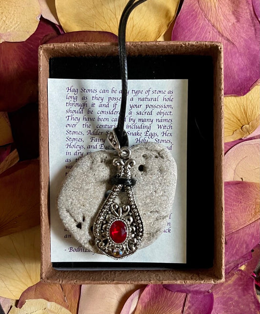 Vintage Pendant, Hag Stone Necklace, Bodhi Jewelry