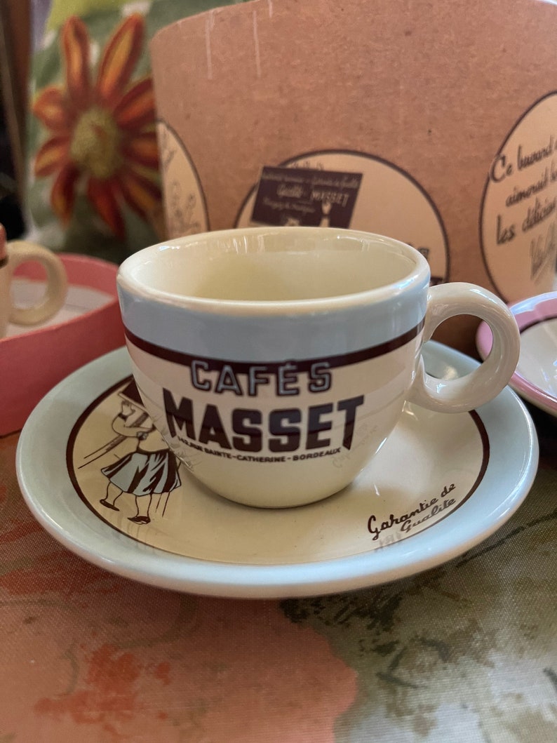 Rosanna Cafes Masset French Retro Espresso Cups & Saucers, Old World Vintage