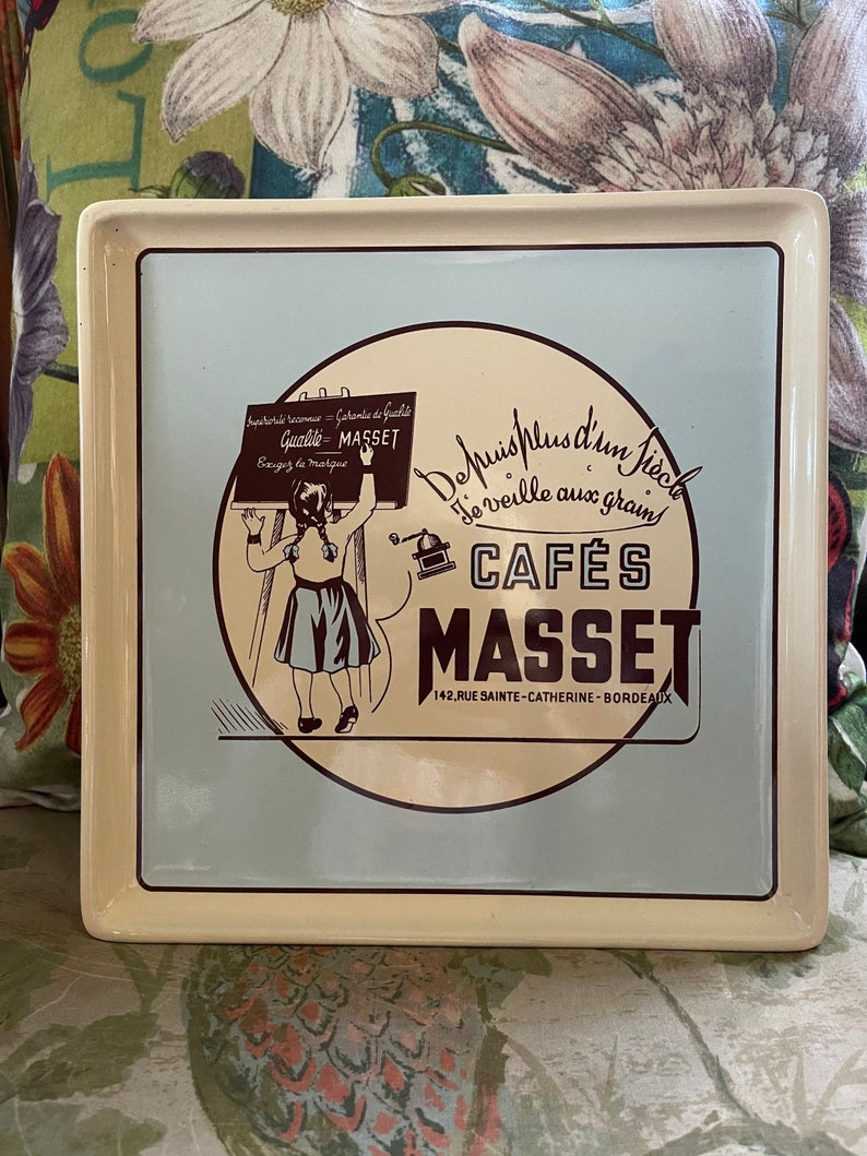 Rosanna Cafes Masset French Retro Square Plate By Rosanna Café Paris, Old World Vintage