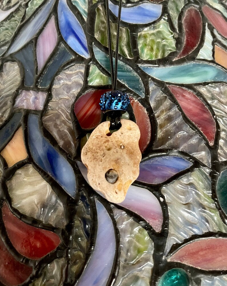 Unusual Hag Stone, Spirited Bohemian Necklace, Bodhi Jewelry
