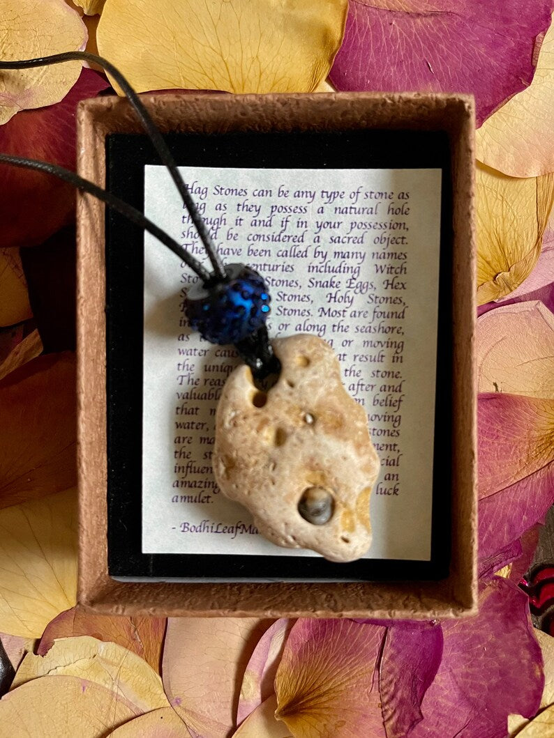 Unusual Hag Stone, Spirited Bohemian Necklace, Bodhi Jewelry