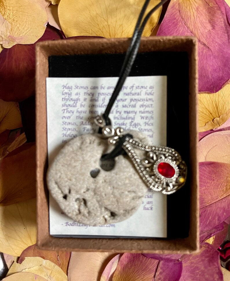 Vintage Pendant, Hag Stone Necklace, Bodhi Jewelry