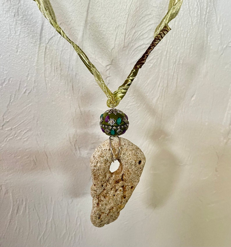 Spring Spirited Bohemian Hag Stone Amulet, Home Decor, Water Magic