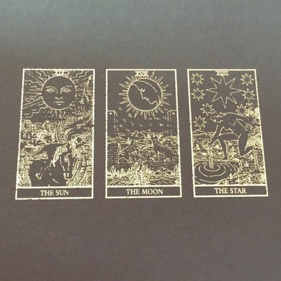 Distressed Gold Foiled Celestial Trio Tarot Print, Home Decor, Bodhi Signs