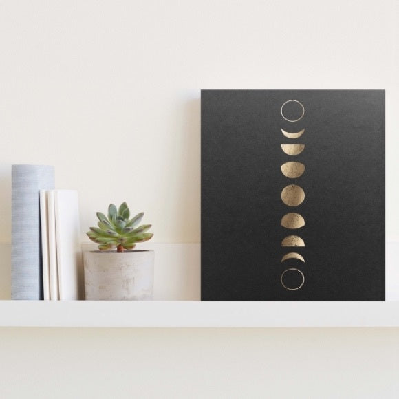 Distressed gold foil moon phase print